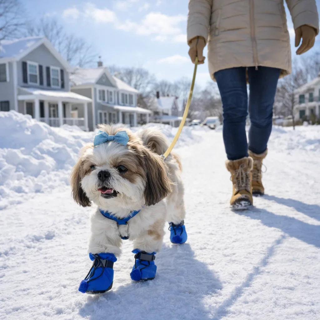 FrostPaw™ Vattentäta Hundstövlar – Skydd mot Snö & Vägsalt 1+1 GRATIS