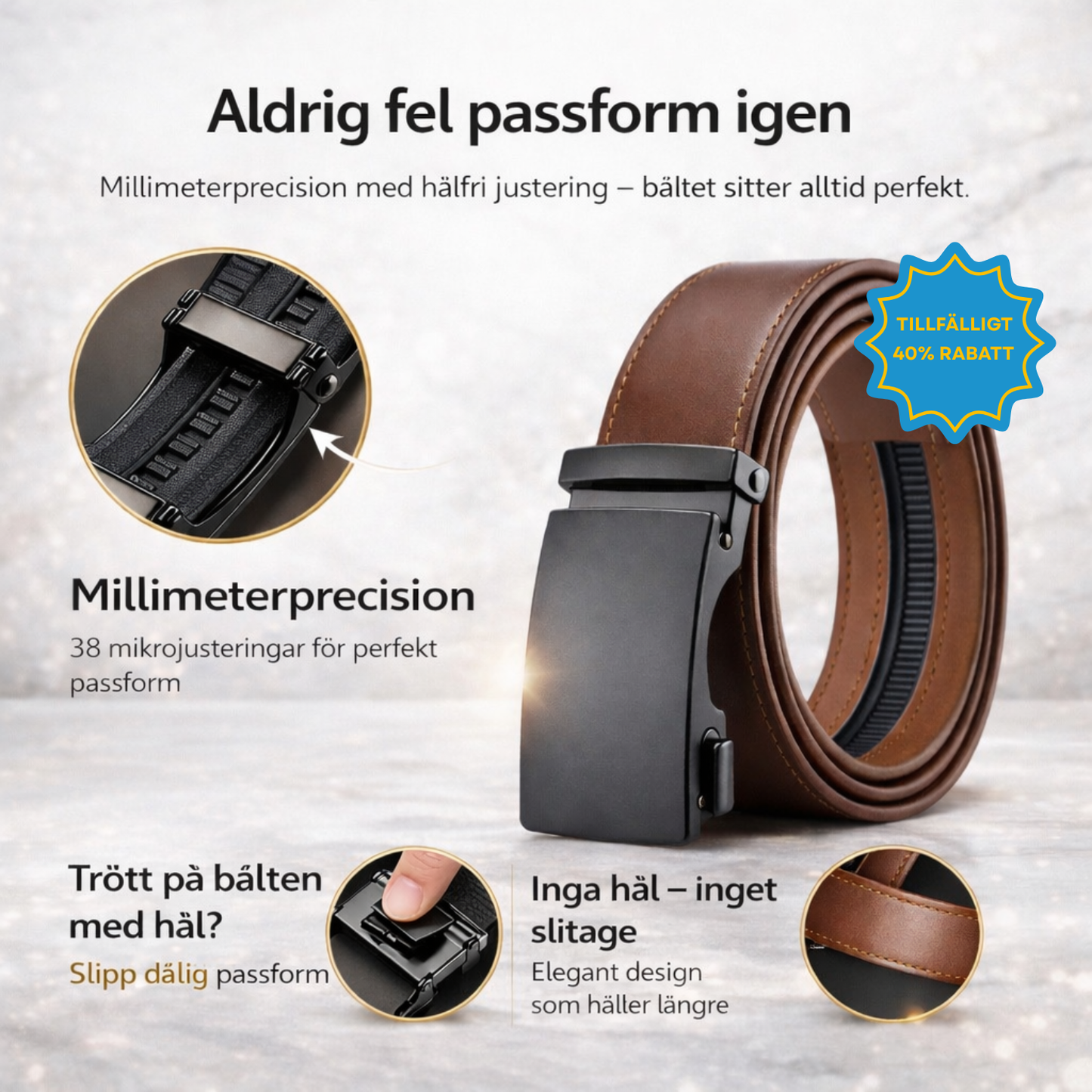 FlexFit™ Automatiskt justerbart bälte