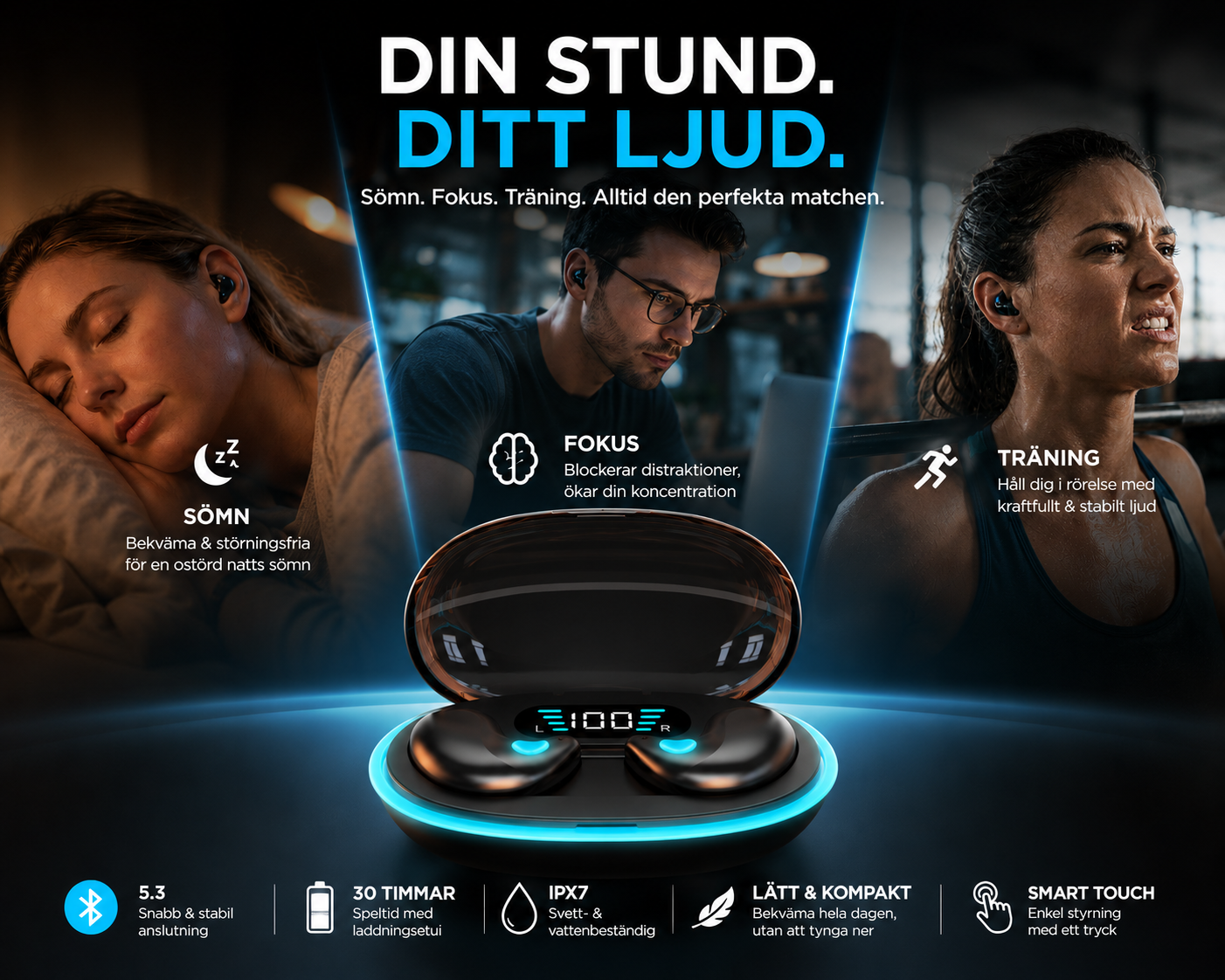 NoiseAway™ Ljuddämpande Öronproppar – För Sport, Fokus & Sömn