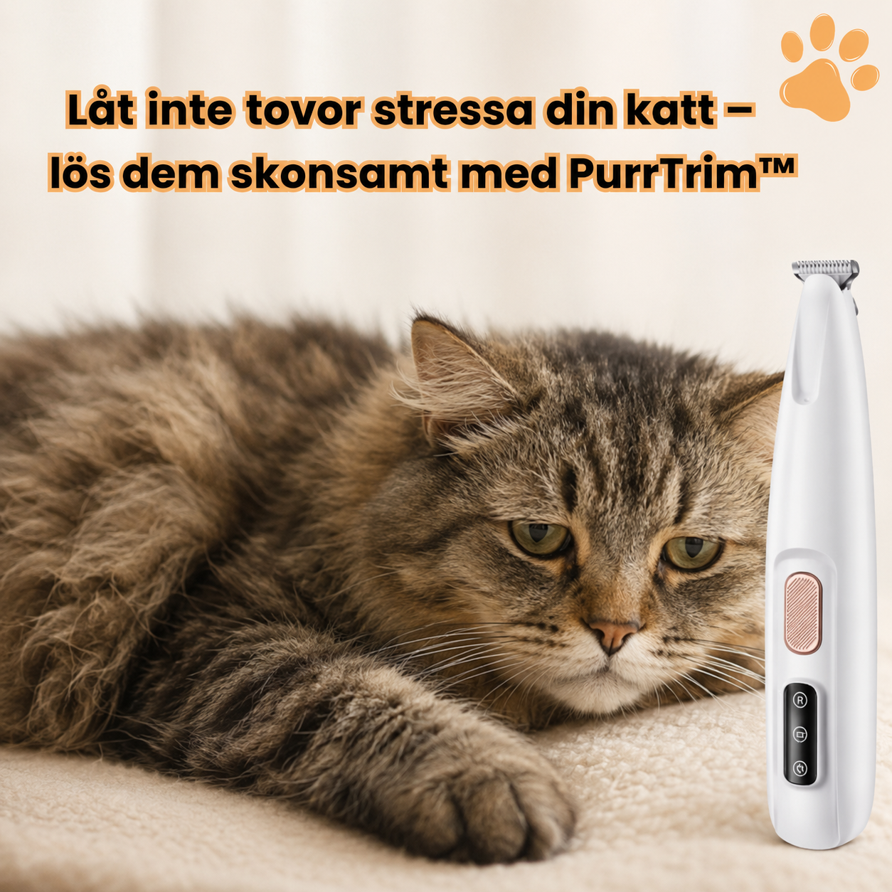 PurrTrim™ Stressfri & Säker Trimning för Känsliga Katter