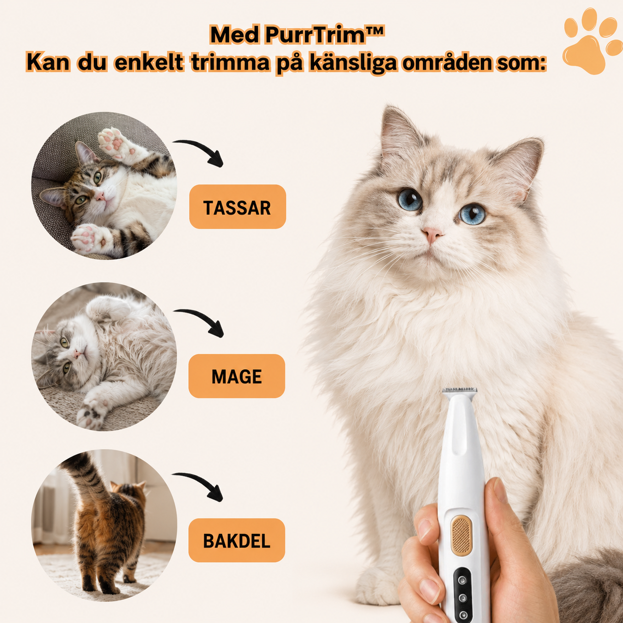 PurrTrim™ Stressfri & Säker Trimning för Känsliga Katter